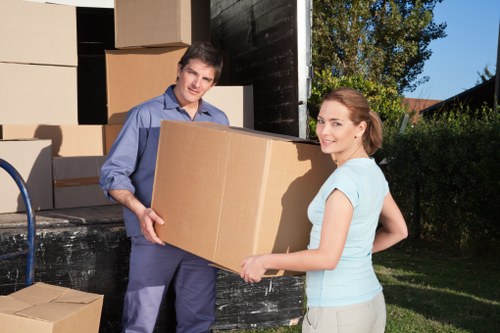 Furniture loaded into a removals van in Cowley